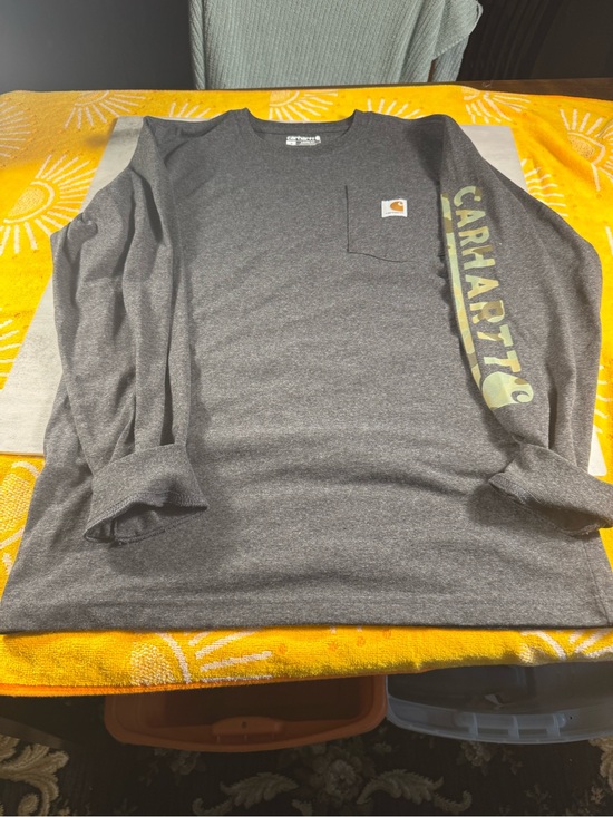 Carhartt Other - Carhartt Men's Long Sleeve Pocket Tee - Charcoal Gray with Olive Logo